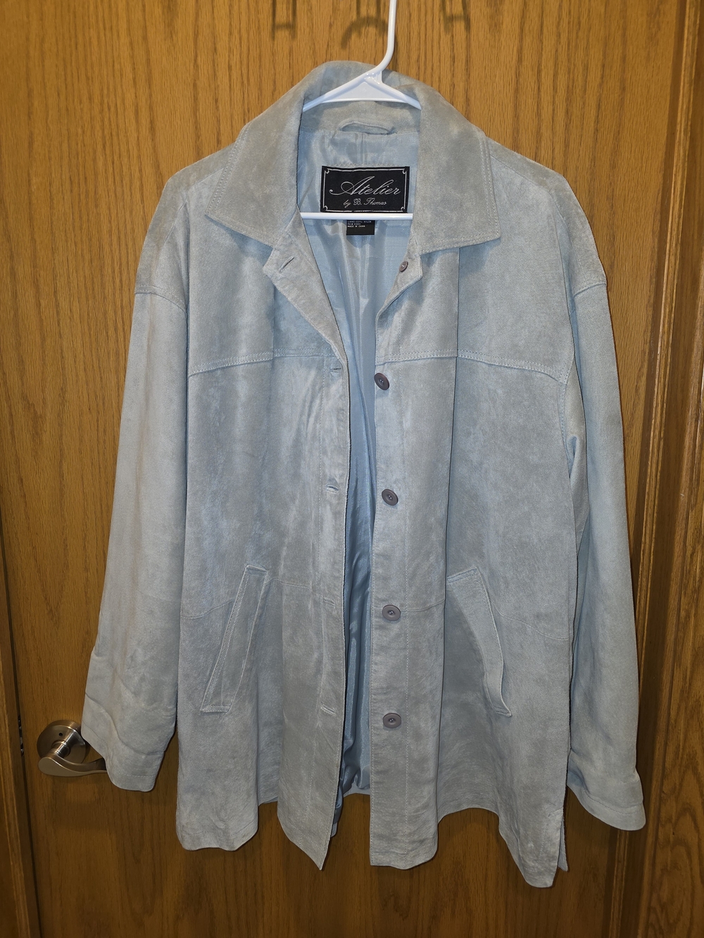 Light Blue Suede Leather Jacket - Women